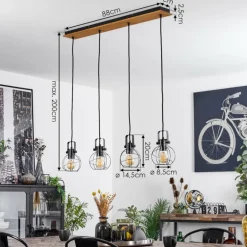 Suspension Sundsvall Écru, Noir, 4 lumières