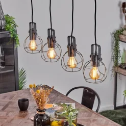 Suspension Sundsvall Écru, Noir, 4 lumières