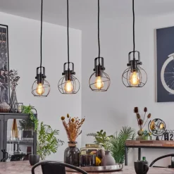 Suspension Sundsvall Écru, Noir, 4 lumières