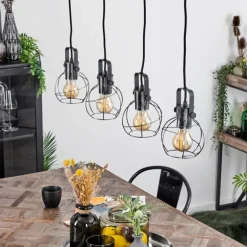 Suspension Sundsvall Écru, Noir, 4 lumières