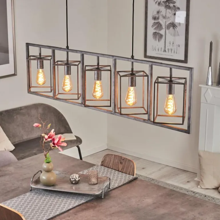 Suspension Svene Gris, Noir, 5 lumières