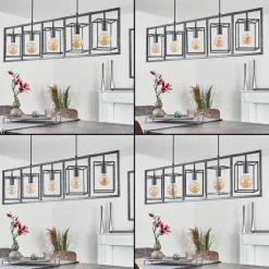 Suspension Svene Gris, Noir, 5 lumières