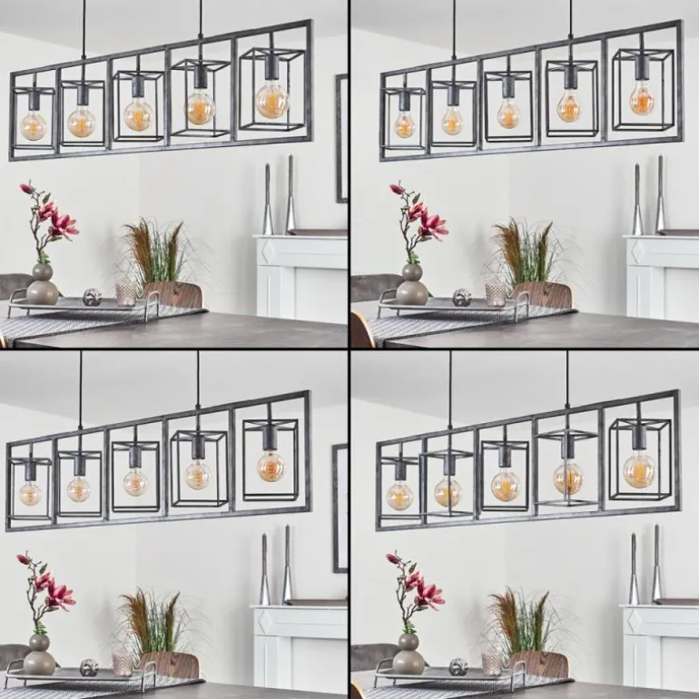 Suspension Svene Gris, Noir, 5 lumières