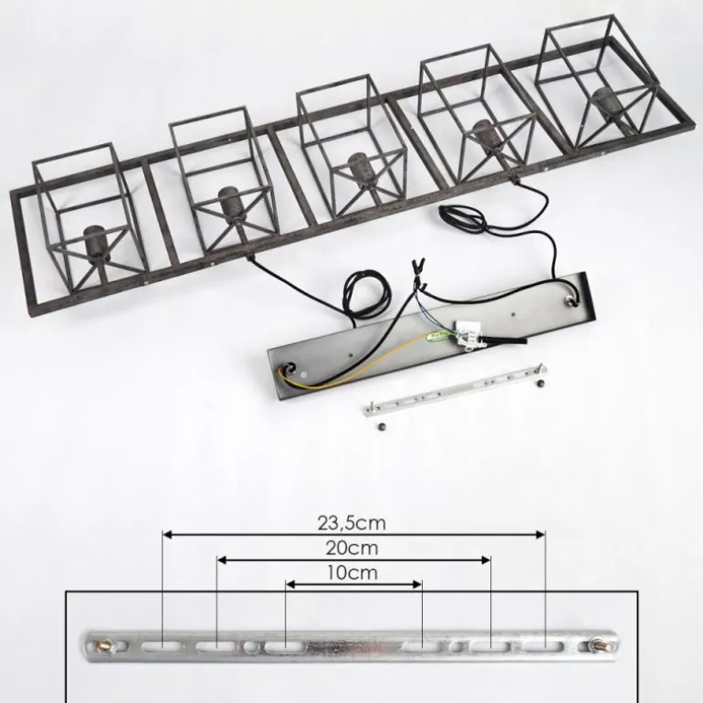 Suspension Svene Gris, Noir, 5 lumières