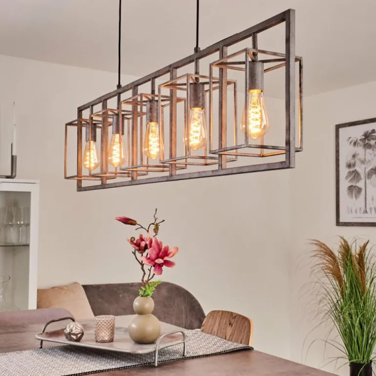 Suspension Svene Gris, Noir, 5 lumières