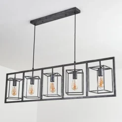 Suspension Svene Gris, Noir, 5 lumières