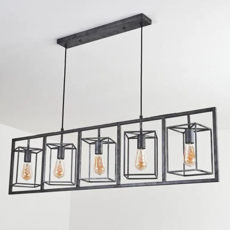 Suspension Svene Gris, Noir, 5 lumières