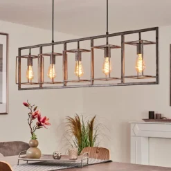 Suspension Svene Gris, Noir, 5 lumières