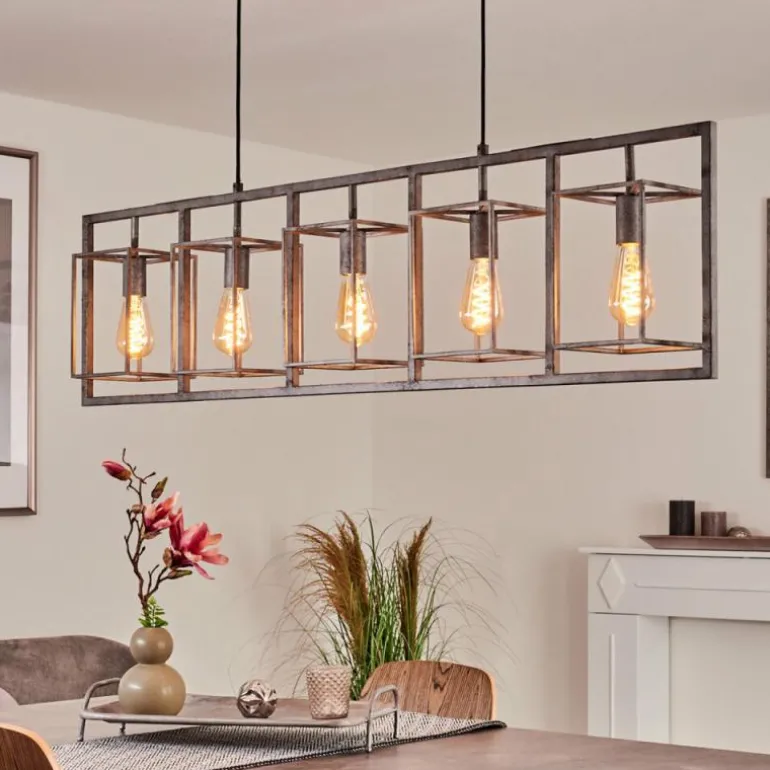 Suspension Svene Gris, Noir, 5 lumières