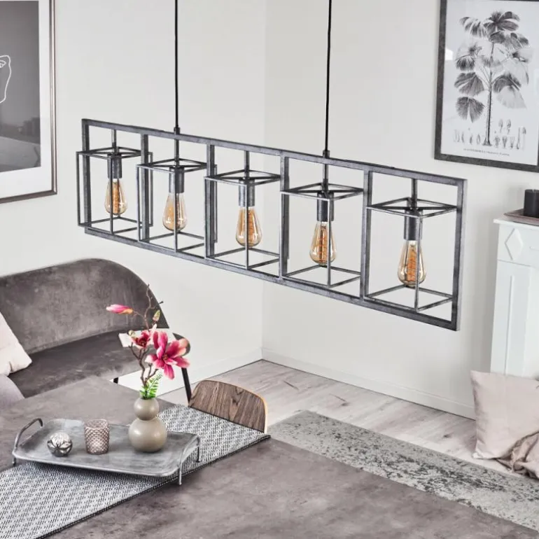 Suspension Svene Gris, Noir, 5 lumières