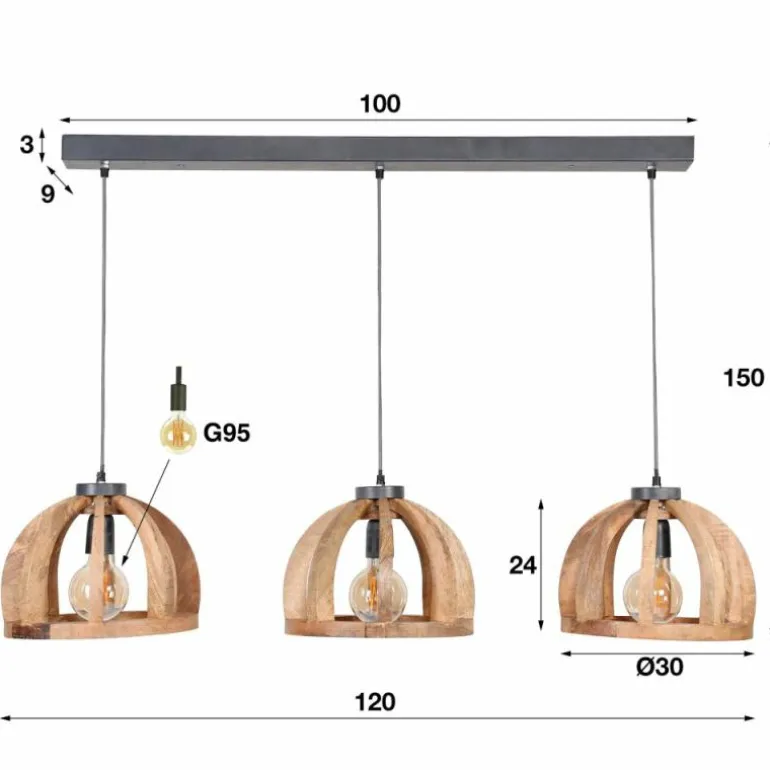 Suspension Tabua, 3 lumières
