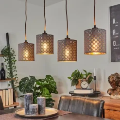 Suspension Tallaboa Brun, Noir, 4 lumières