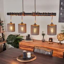 Suspension Tallaboa Brun, Noir, 4 lumières