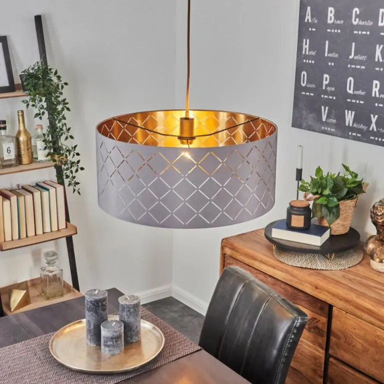 Suspension Tallaboa Gris, Cuivre, 1 lumière