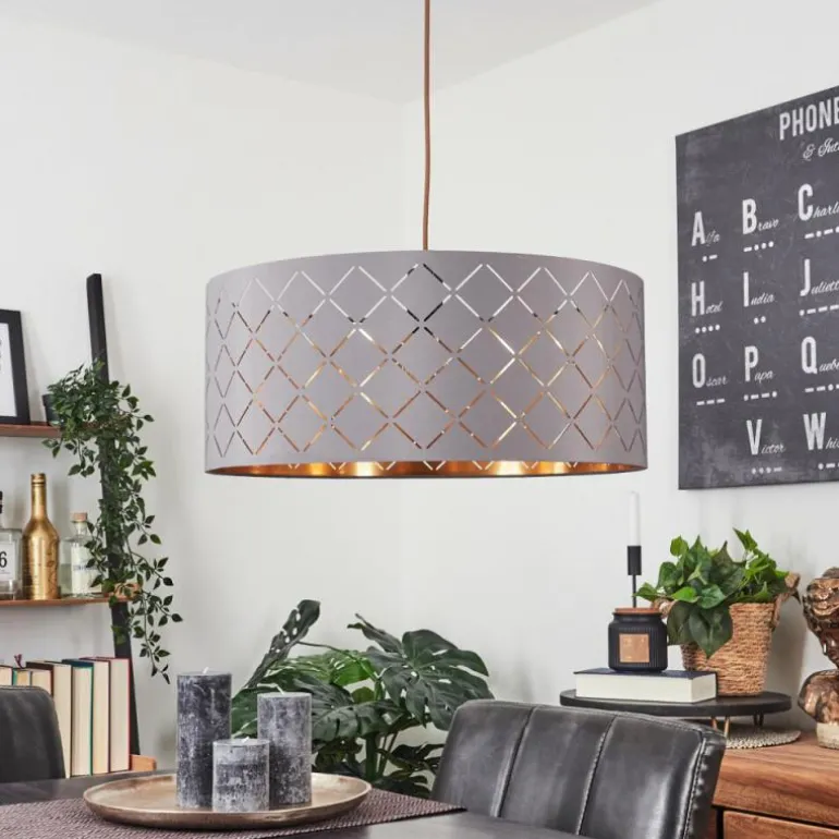 Suspension Tallaboa Gris, Cuivre, 1 lumière