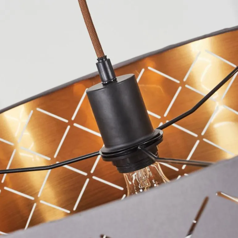 Suspension Tallaboa Gris, Cuivre, 1 lumière