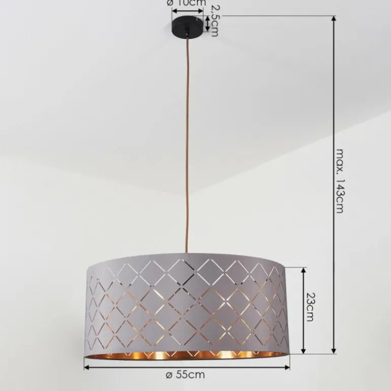 Suspension Tallaboa Gris, Cuivre, 1 lumière