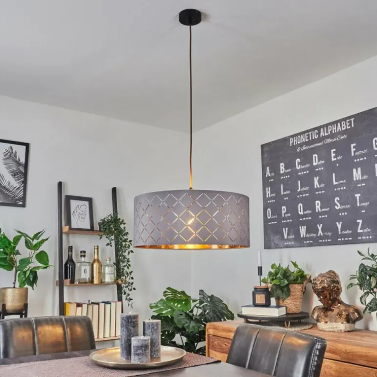 Suspension Tallaboa Gris, Cuivre, 1 lumière