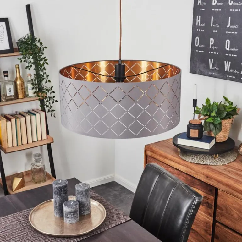 Suspension Tallaboa Gris, Cuivre, 1 lumière