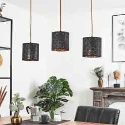 Suspension Tallaboa Noir, 3 lumières