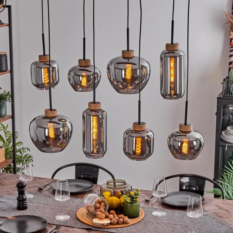 Suspension Talok Noir, 8 lumières