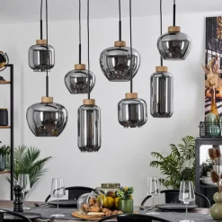 Suspension Talok Noir, 8 lumières