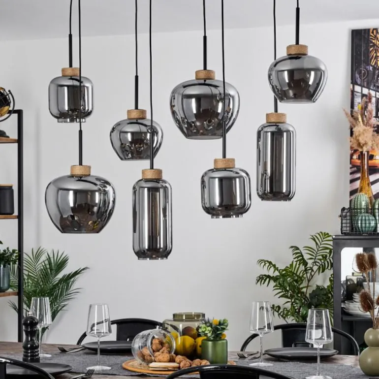 Suspension Talok Noir, 8 lumières