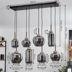 Suspension Talok Noir, 8 lumières