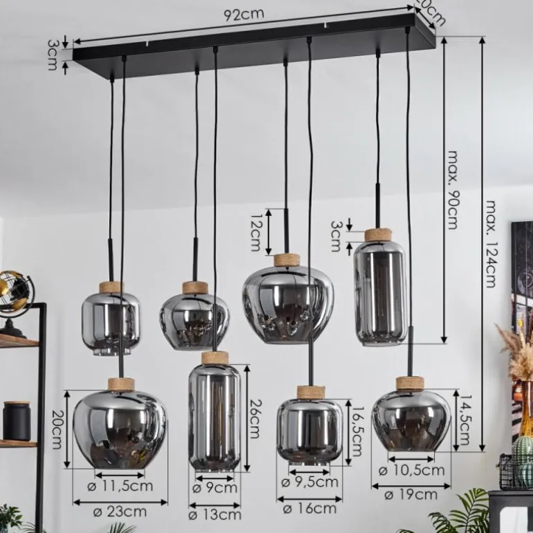 Suspension Talok Noir, 8 lumières