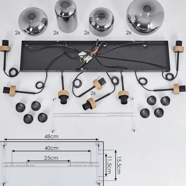 Suspension Talok Noir, 8 lumières