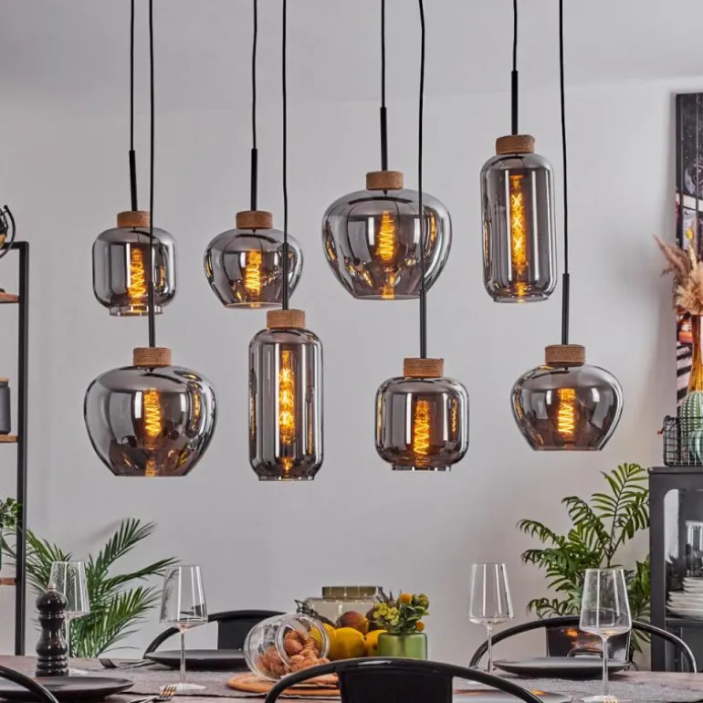 Suspension Talok Noir, 8 lumières