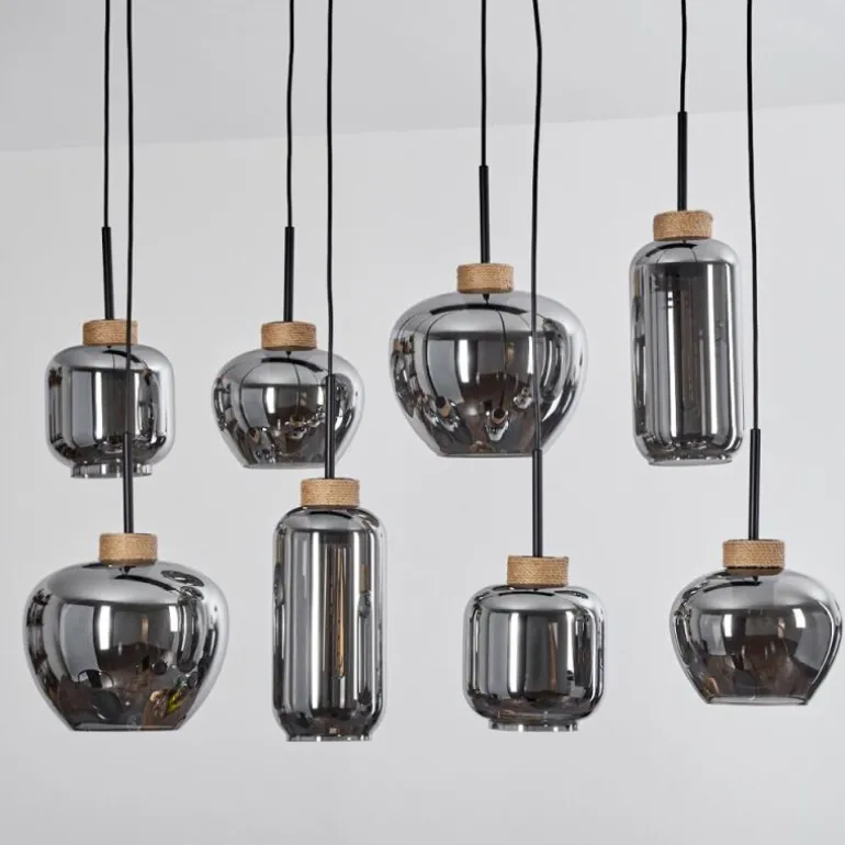 Suspension Talok Noir, 8 lumières