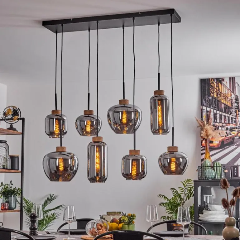 Suspension Talok Noir, 8 lumières