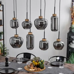 Suspension Talok Noir, 8 lumières