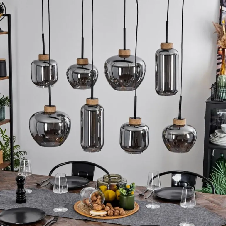 Suspension Talok Noir, 8 lumières