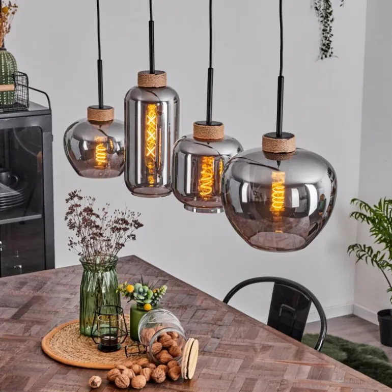 Suspension Talok Noir, 4 lumières