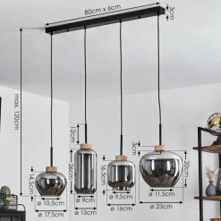 Suspension Talok Noir, 4 lumières