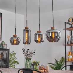 Suspension Talok Noir, 4 lumières