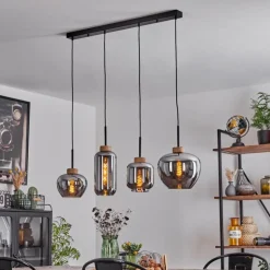 Suspension Talok Noir, 4 lumières