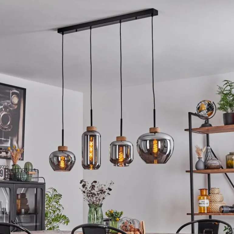 Suspension Talok Noir, 4 lumières