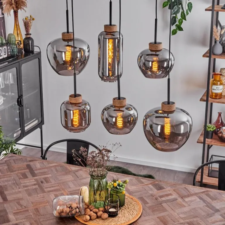 Suspension Talok Noir, 6 lumières