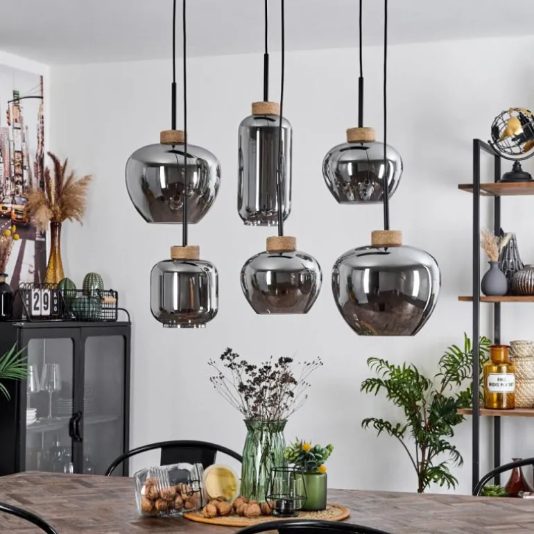 Suspension Talok Noir, 6 lumières