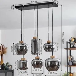 Suspension Talok Noir, 6 lumières