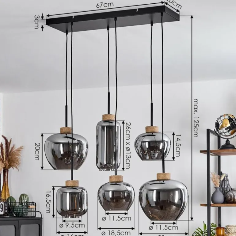 Suspension Talok Noir, 6 lumières