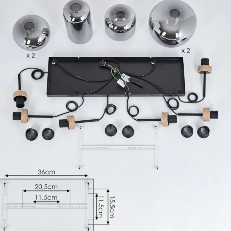 Suspension Talok Noir, 6 lumières