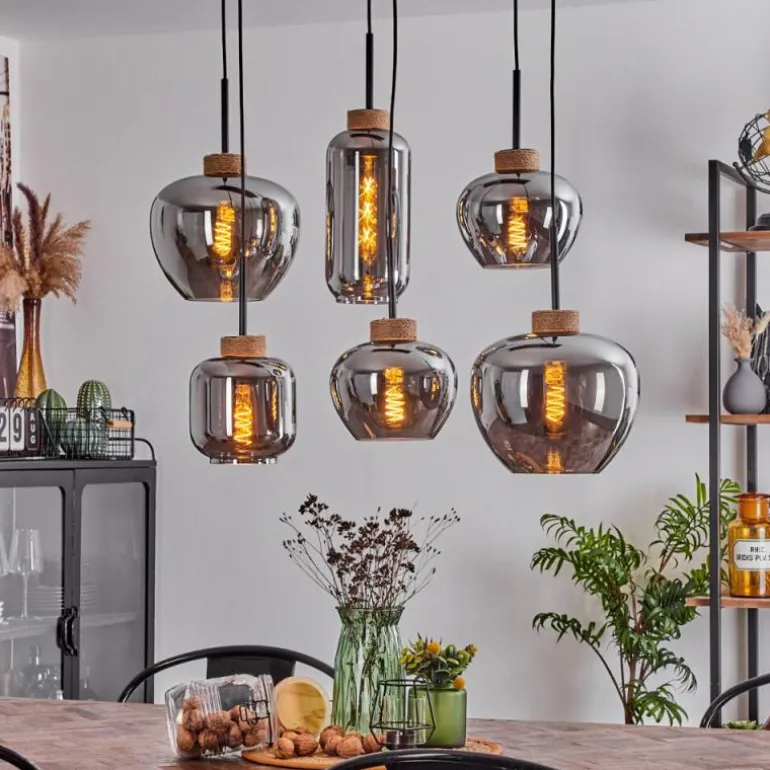 Suspension Talok Noir, 6 lumières