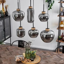 Suspension Talok Noir, 6 lumières