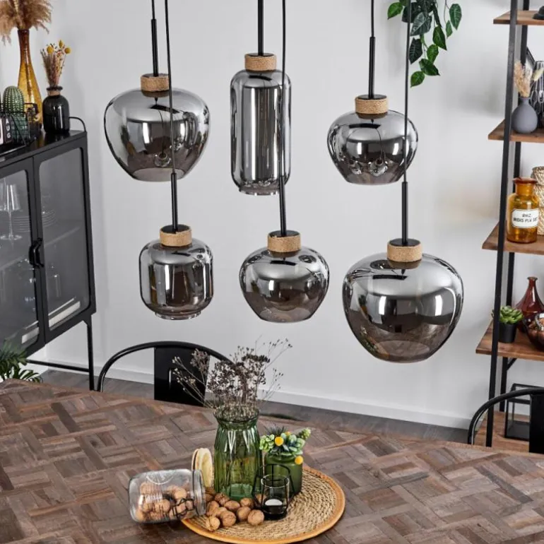 Suspension Talok Noir, 6 lumières