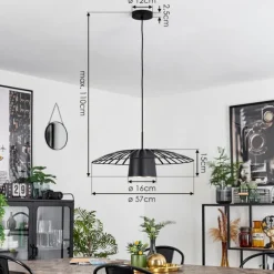 Suspension Tanakou Noir, 1 lumière