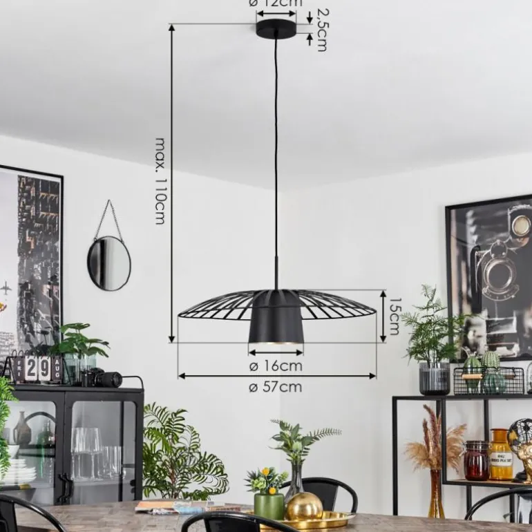 Suspension Tanakou Noir, 1 lumière